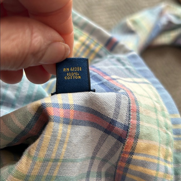 Ralph Lauren Plaid Button Down Shirt L Blue Green Cotton Classic - Picture 7 of 10